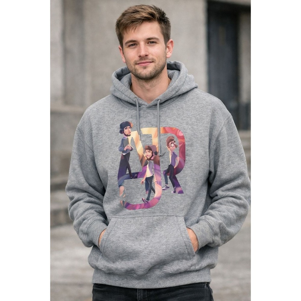 AJR Band Graphic Hoodie Adult L Gray Heavy Blend Indie Pop Music Streetwear Cozy